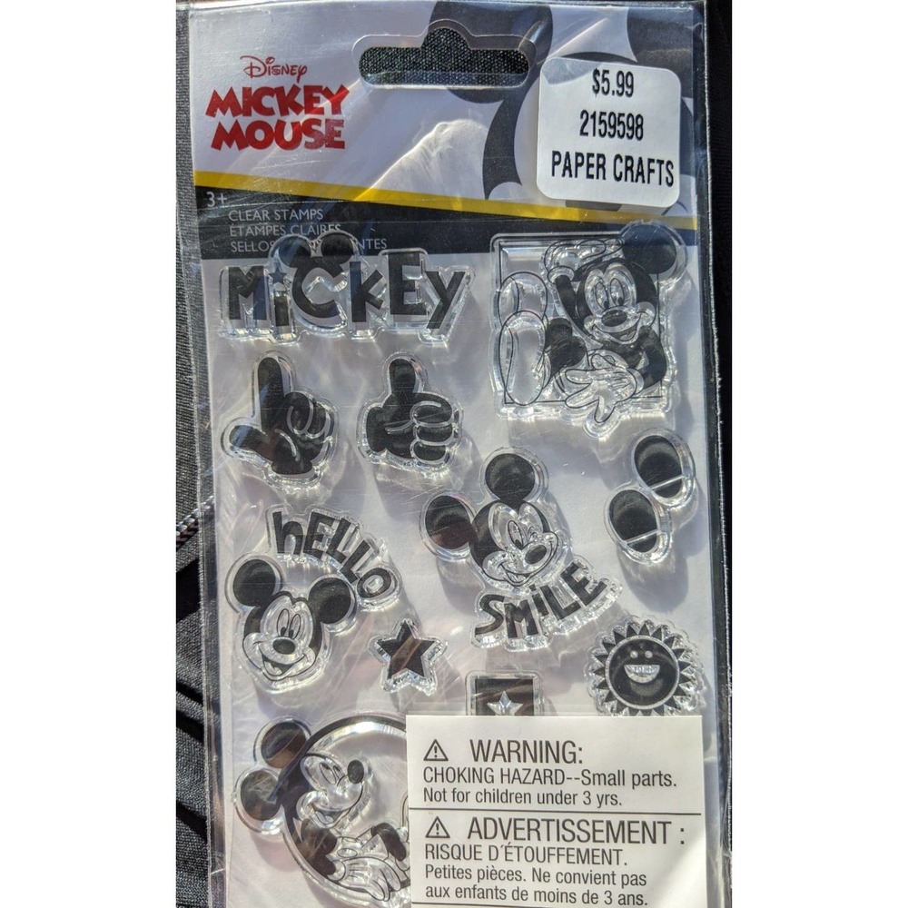 New Disney Mickey mouse 12 Pcs clear stamps hello smile